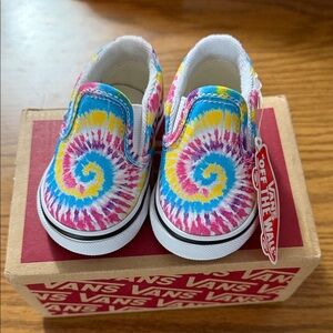 Vans Kids Tie-Dye Slip-On Sneakers - Pink Blue Yellow